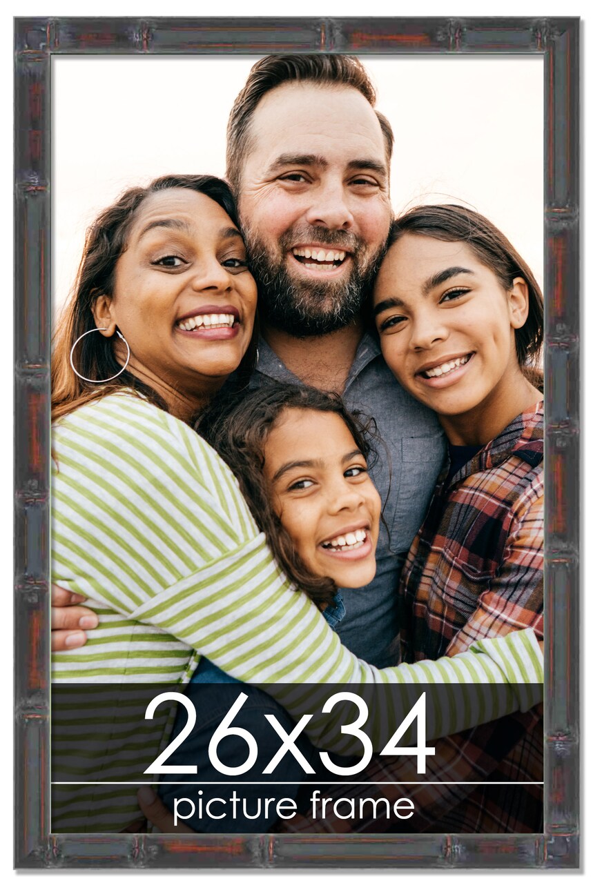 26x34 Thin Bamboo Picture Frame with UV-Resistant Acrylic & Acid Free Backing, Available in 2 Finishes - Gold and Brown